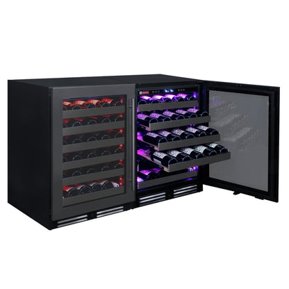 Allavino Reserva Series 100-Bottle Undercounter Wine Cooler – Four Zone Side-by-Side with Black Stainless Steel Doors