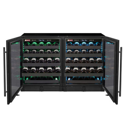 Allavino Reserva Series 100-Bottle Undercounter Wine Cooler – Four Zone Side-by-Side with Black Stainless Steel Doors