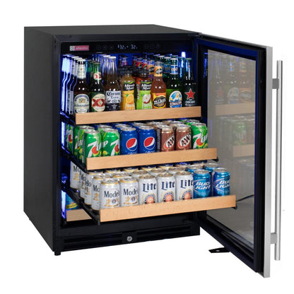 UV-protected glass door with customizable LED interior lighting