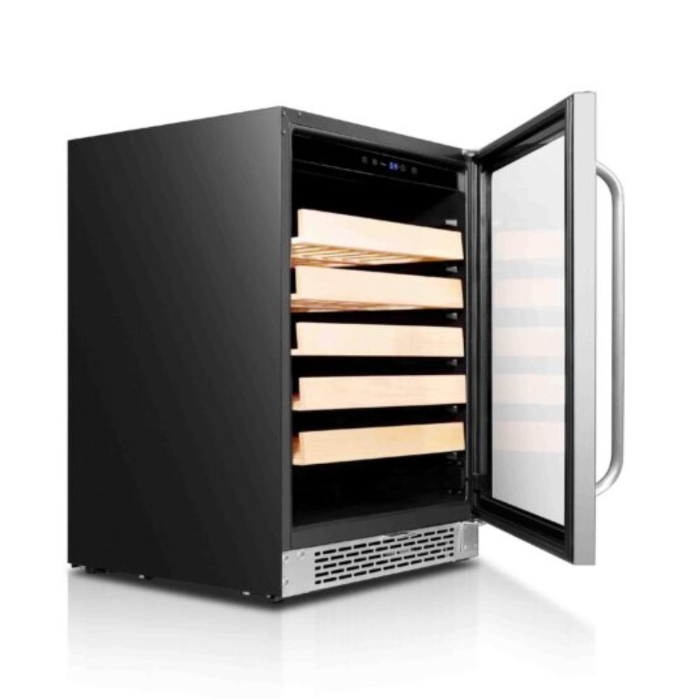 Stainless steel 54 bottle wine fridge with glass door