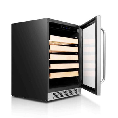 Stainless steel 54 bottle wine fridge with glass door
