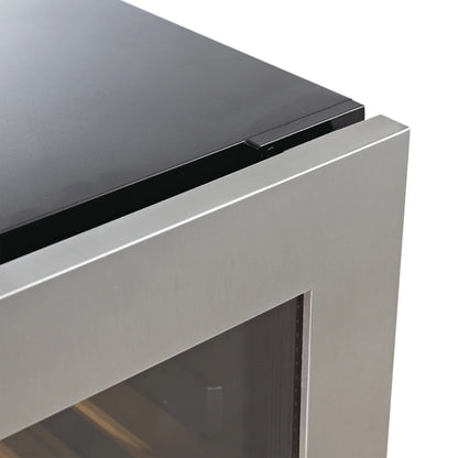 Adjustable beech wood and chrome shelves for wine and cans