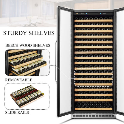 Lanbo Luxury 257-Bottle Dual Door Wine Cooler – Stainless Steel, French Doors, Premium Storage Solution