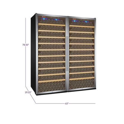 Luxury wine refrigerator with dual-zone cooling and glass doors