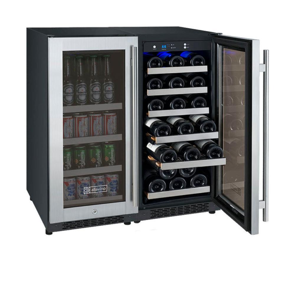 Luxury wine refrigerator holding 30 bottles and 88 cans
