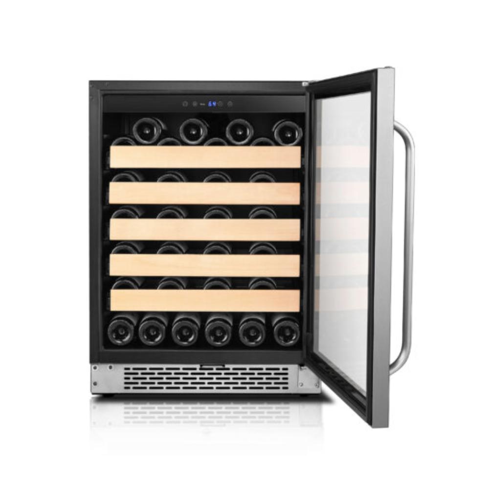 Whynter wine fridge with curved stainless steel handlebar
