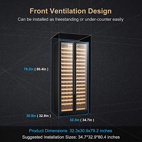 LanboPro 257-Bottle Single Zone Wine Cooler – Black, Spacious Storage and Optimal Cooling