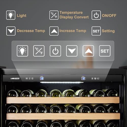 LanboPro 257-Bottle Single Zone Wine Cooler – Black, Spacious Storage and Optimal Cooling