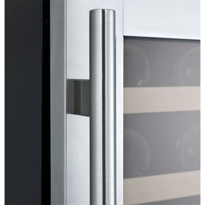 Close-up of handle s on the stainless steel door, ensuring precise temperature management.