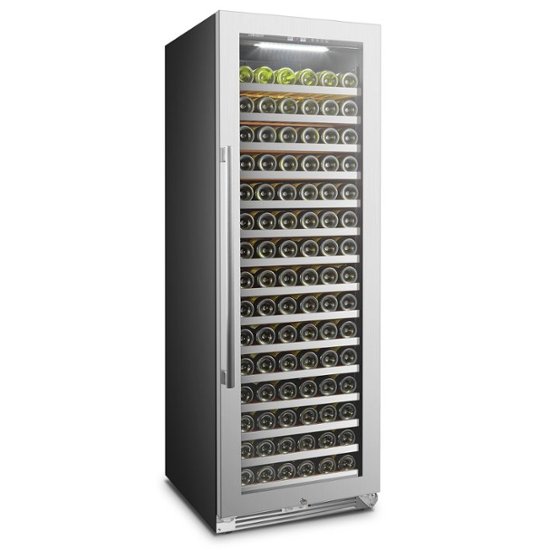 Side view of the LanboPro Wine Cooler with sleek stainless steel finish and front ventilation.