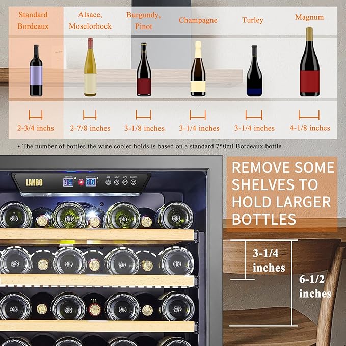 LanboPro 143-Bottle Triple Zone Wine Cooler – Precise Temperature Control, Stylish Design