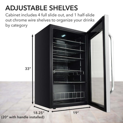 Premium beverage cooler with UV-protected glass door