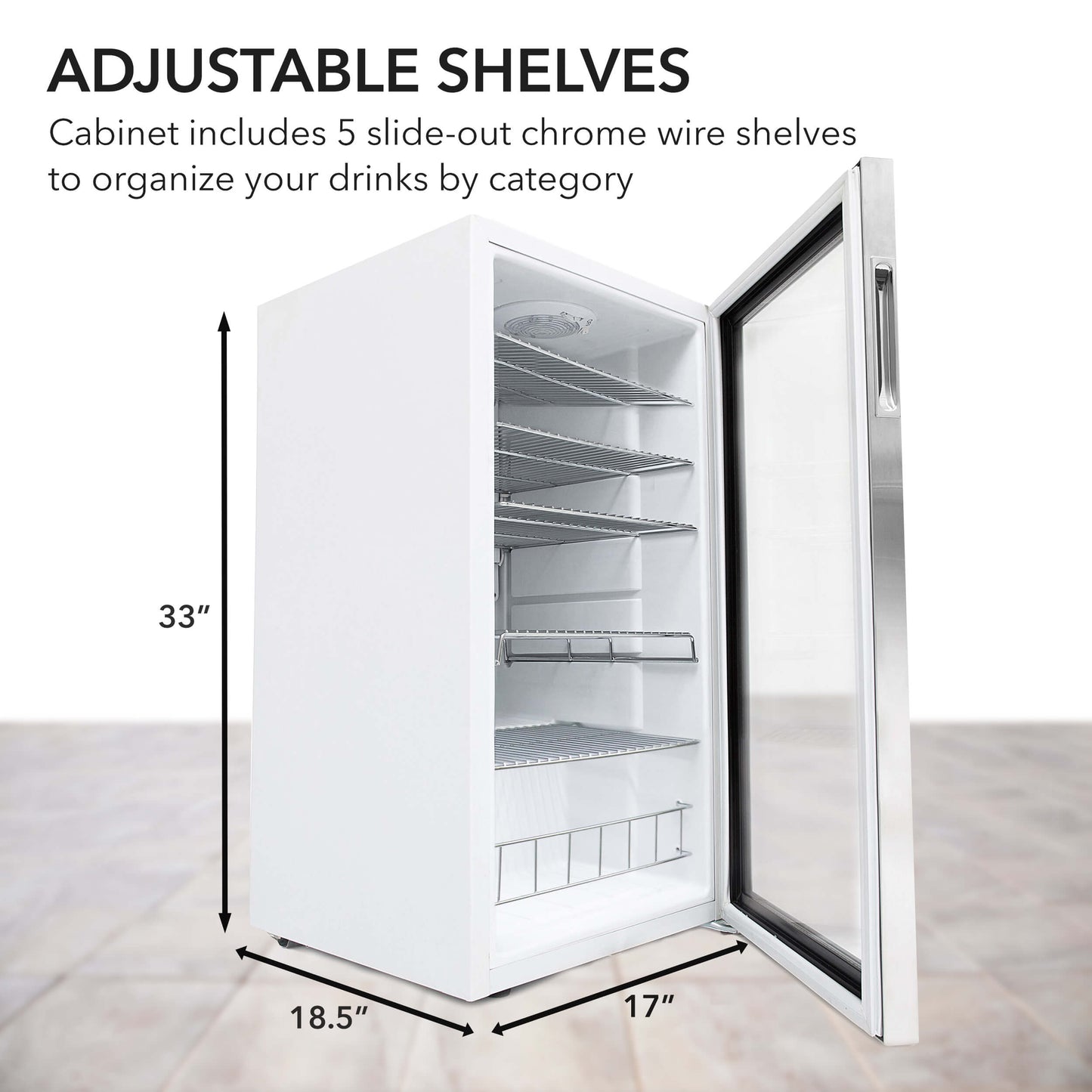 Whynter 17"  Freestanding Beverage Refrigerator - 120 Can, Stainless Steel