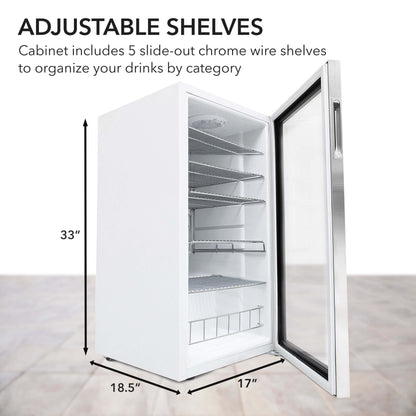 Whynter 17"  Freestanding Beverage Refrigerator - 120 Can, Stainless Steel