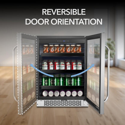 Whynter 24" Built-In Undercounter Beverage Refrigerator – 182 Can Capacity, Stainless Steel