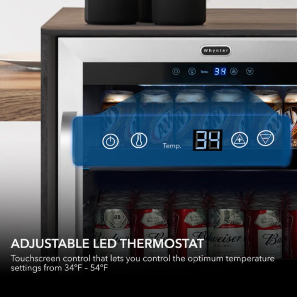 Whynter 24" Built-In Undercounter Beverage Refrigerator – 182 Can Capacity, Stainless Steel
