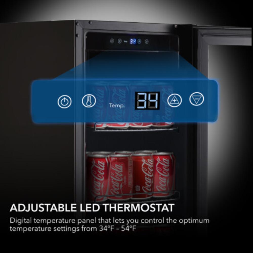 Whynter 15" Built-In /UnderCounter Beverage Refrigerator - 80 Can, Black Glass