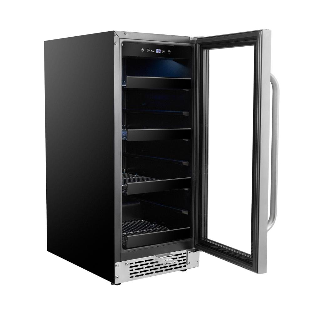 Freestanding or built-in beverage fridge with LED lighting
