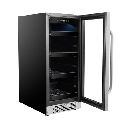 Freestanding or built-in beverage fridge with LED lighting