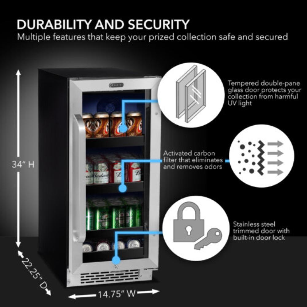 Whynter 15" Built-In/Undercounter Beverage Refrigerator - 112 Can, Stainless Steel
