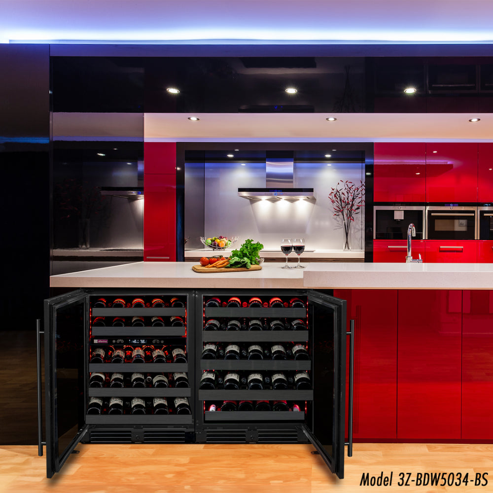 Allavino Reserva Series 50 Bottle Single Zone Built-In Luxury Wine Refrigerator - Black Stainless Steel Door, Right Hinge