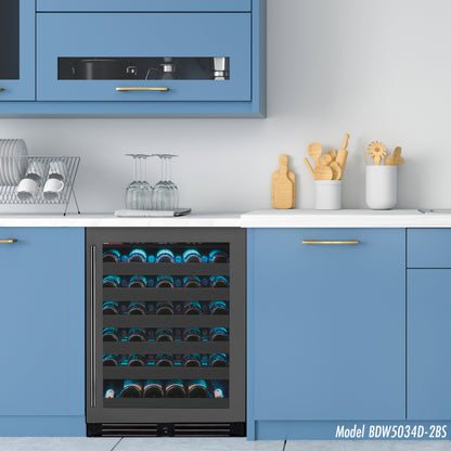 Allavino Reserva Series 50 Bottle Single Zone Built-In Luxury Wine Refrigerator - Black Stainless Steel Door, Right Hinge