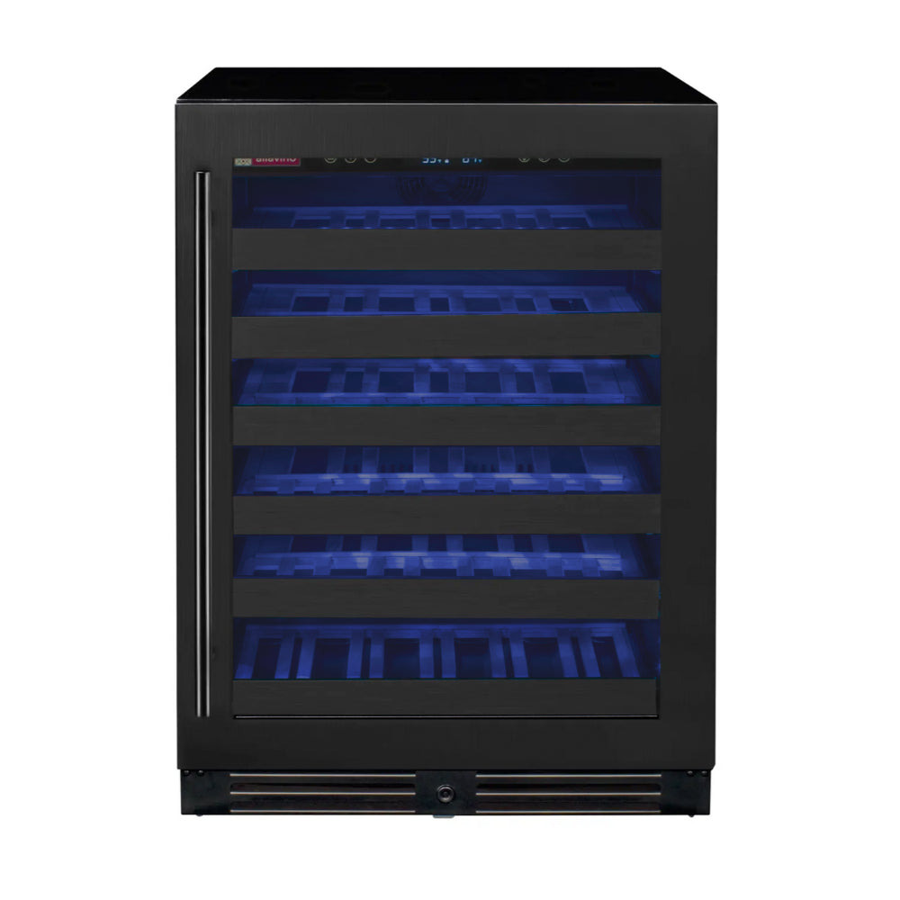 Allavino Reserva Series 50 Bottle Single Zone Built-In Luxury Wine Refrigerator - Black Stainless Steel Door, Right Hinge