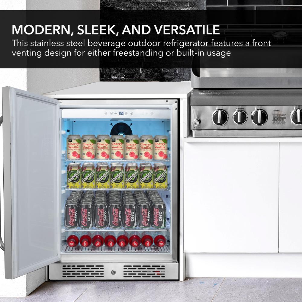 Whynter 24" Built-In/Undercounter Indoor/Outdoor Beverage Refrigerator - 140 Cans,Stainless Steel