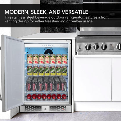 Whynter 24" Built-In/Undercounter Indoor/Outdoor Beverage Refrigerator - 140 Cans,Stainless Steel