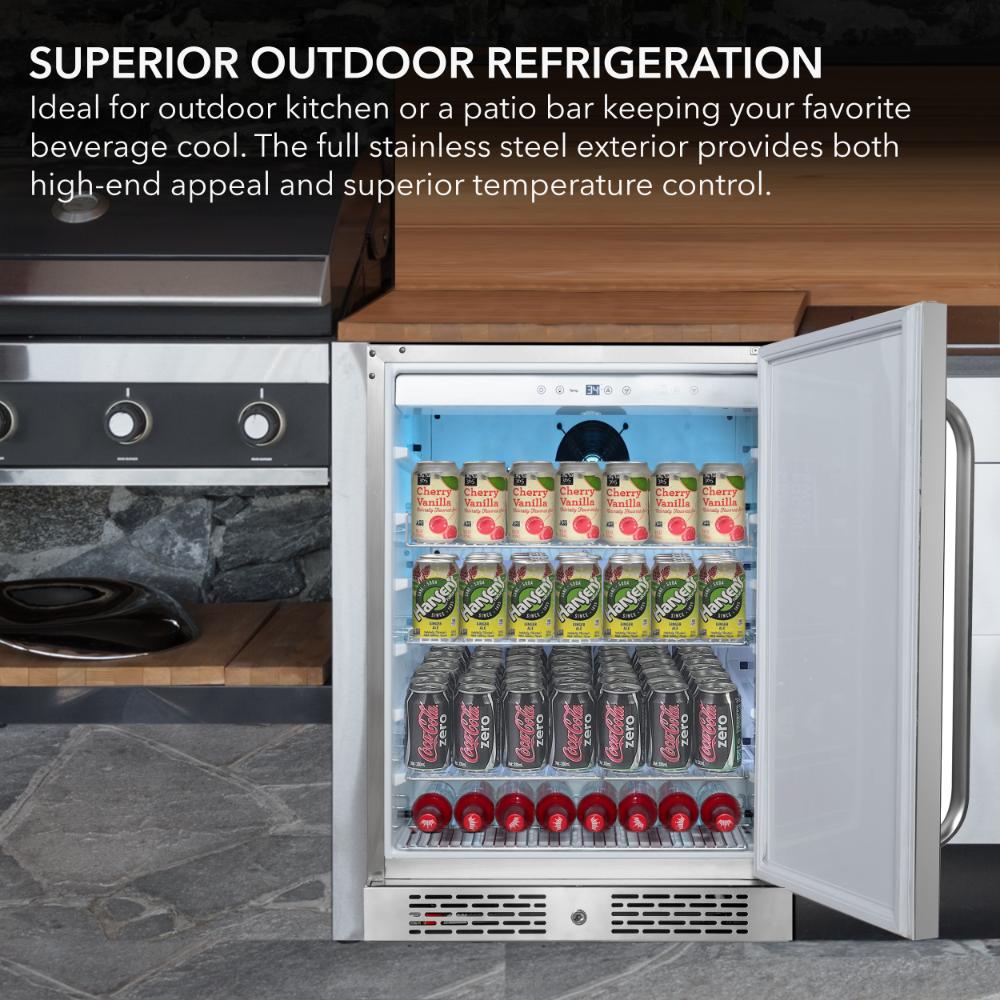 Whynter 24" Built-In/Undercounter Indoor/Outdoor Beverage Refrigerator - 140 Cans,Stainless Steel