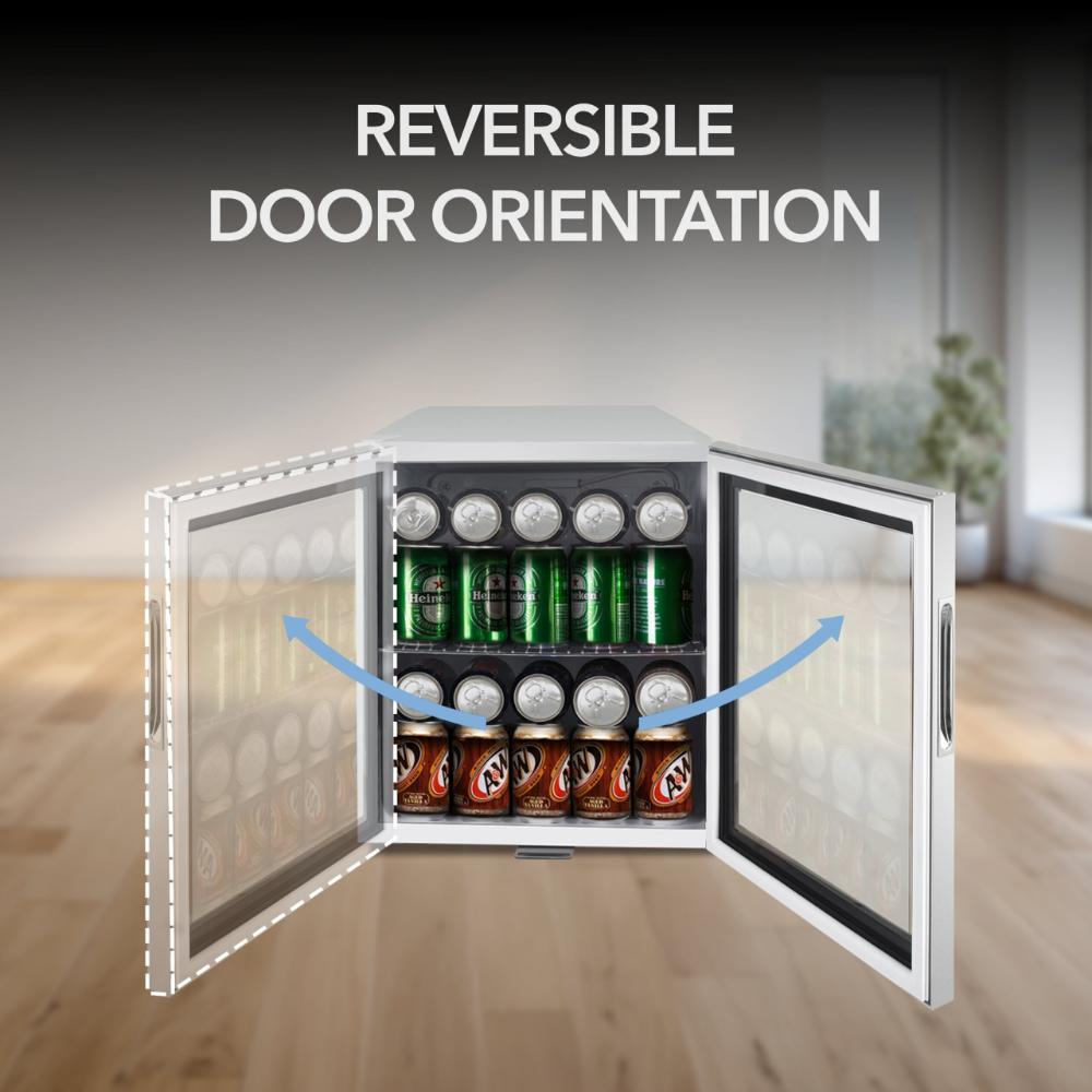 Whynter 17"  Freestanding Beverage Refrigerator - 62 Can, Stainless Steel