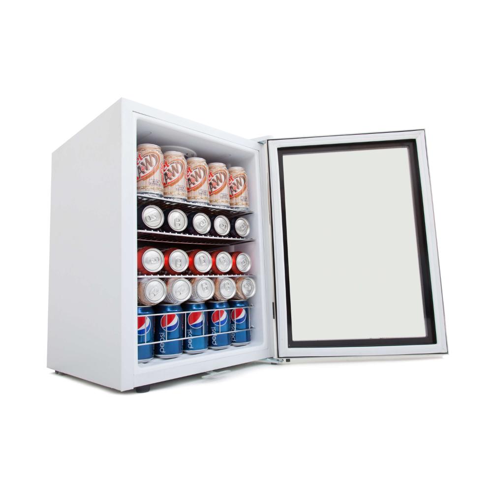 Freestanding beverage cooler with glass door