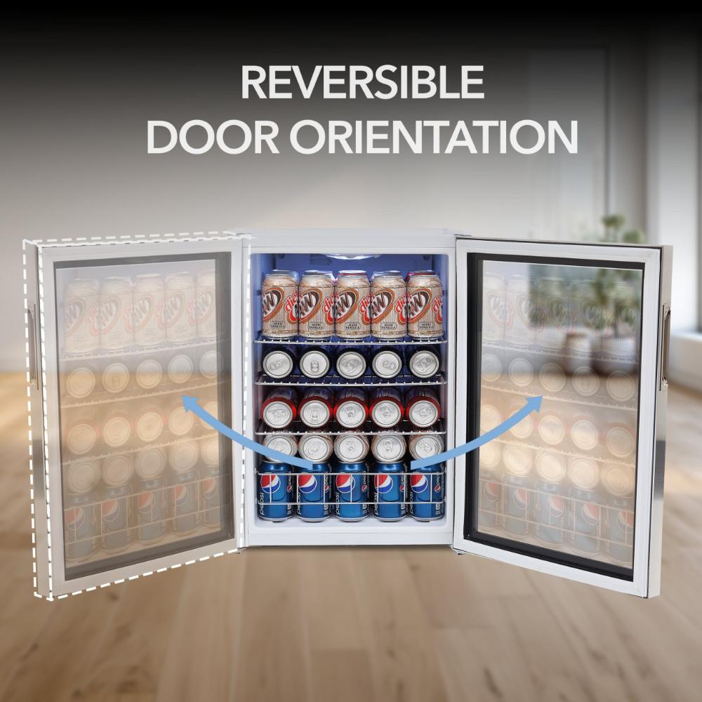 Whynter 17"  Freestanding Beverage Refrigerator - 90 Can, Stainless Steel