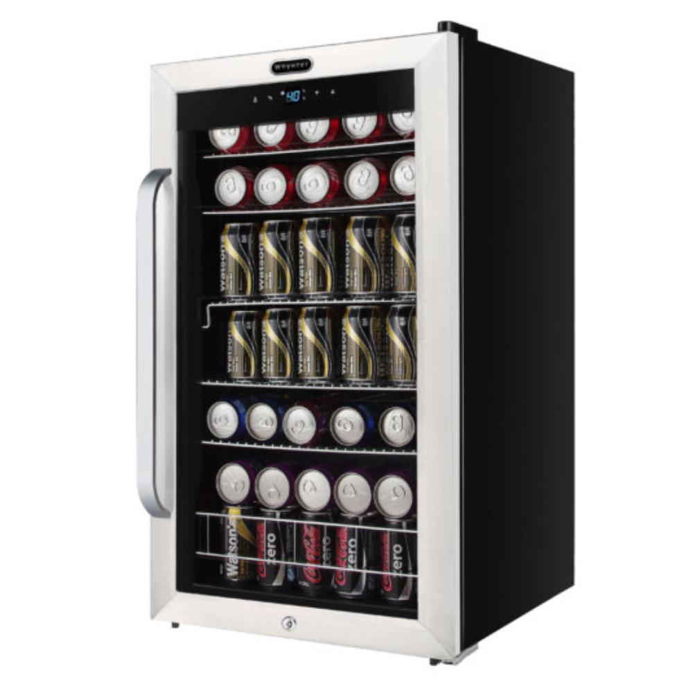 Whynter 19"  Freestanding Beverage Refrigerator- 136 Can, Stainless Steel, Right Hinge