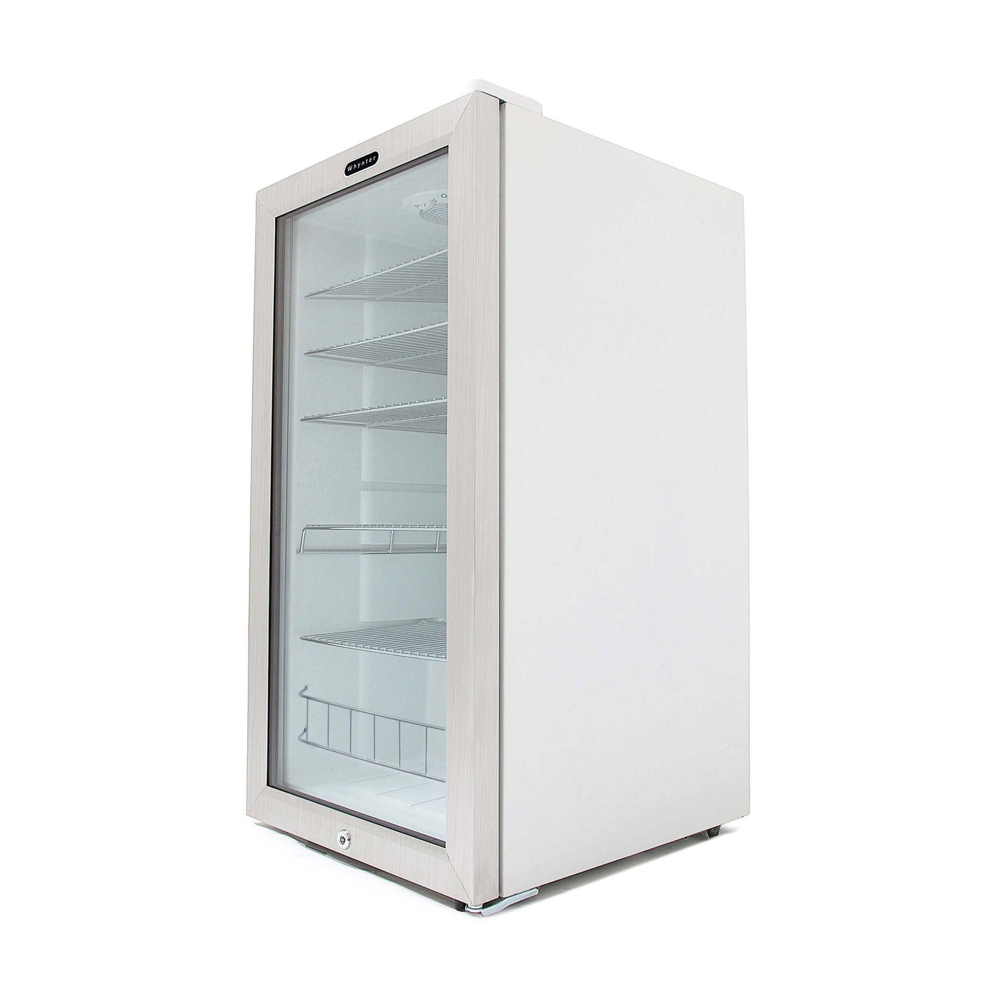 Compact wine fridge with stainless steel glass door