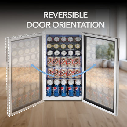 Whynter 17"  Freestanding Beverage Refrigerator - 120 Can, Stainless Steel