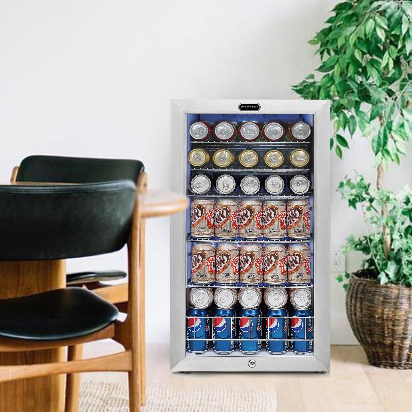 Whynter 17"  Freestanding Beverage Refrigerator - 120 Can, Stainless Steel