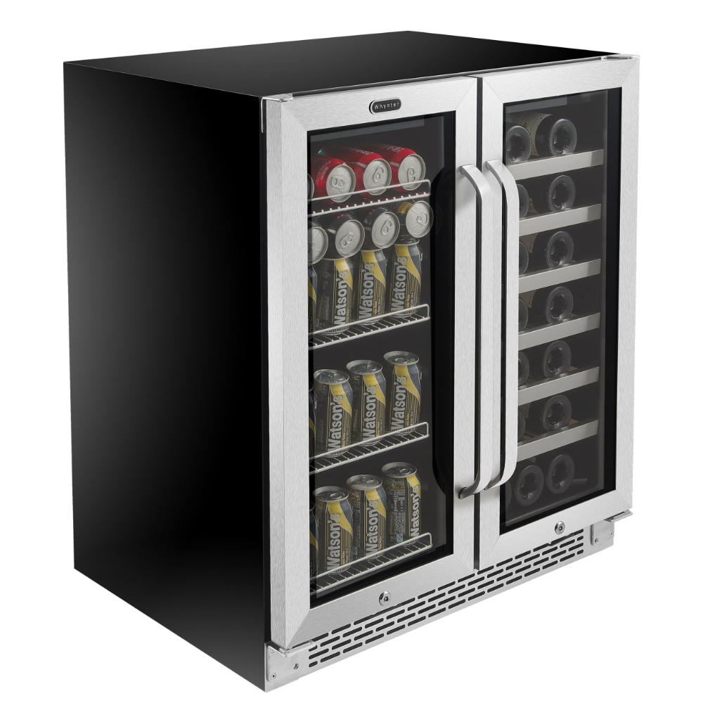 Dual zone wine and beverage cooler 112 cans 33 bottles capacity