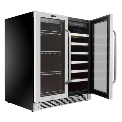 Stainless steel French door wine fridge for built-in or freestanding use
