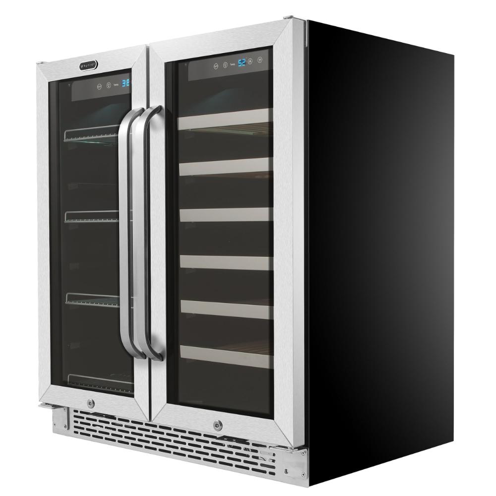 Luxury beverage cooler with LED lighting and sliding shelves