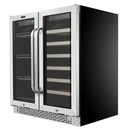Luxury beverage cooler with LED lighting and sliding shelves