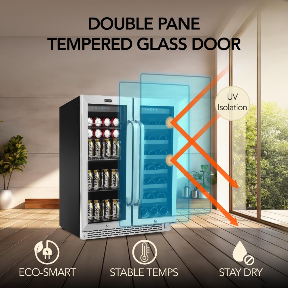 Whynter  30″ Built-In/Undercounter French Door Dual Zone Beverage Center - 33 Bottle & 112 Can Capacity