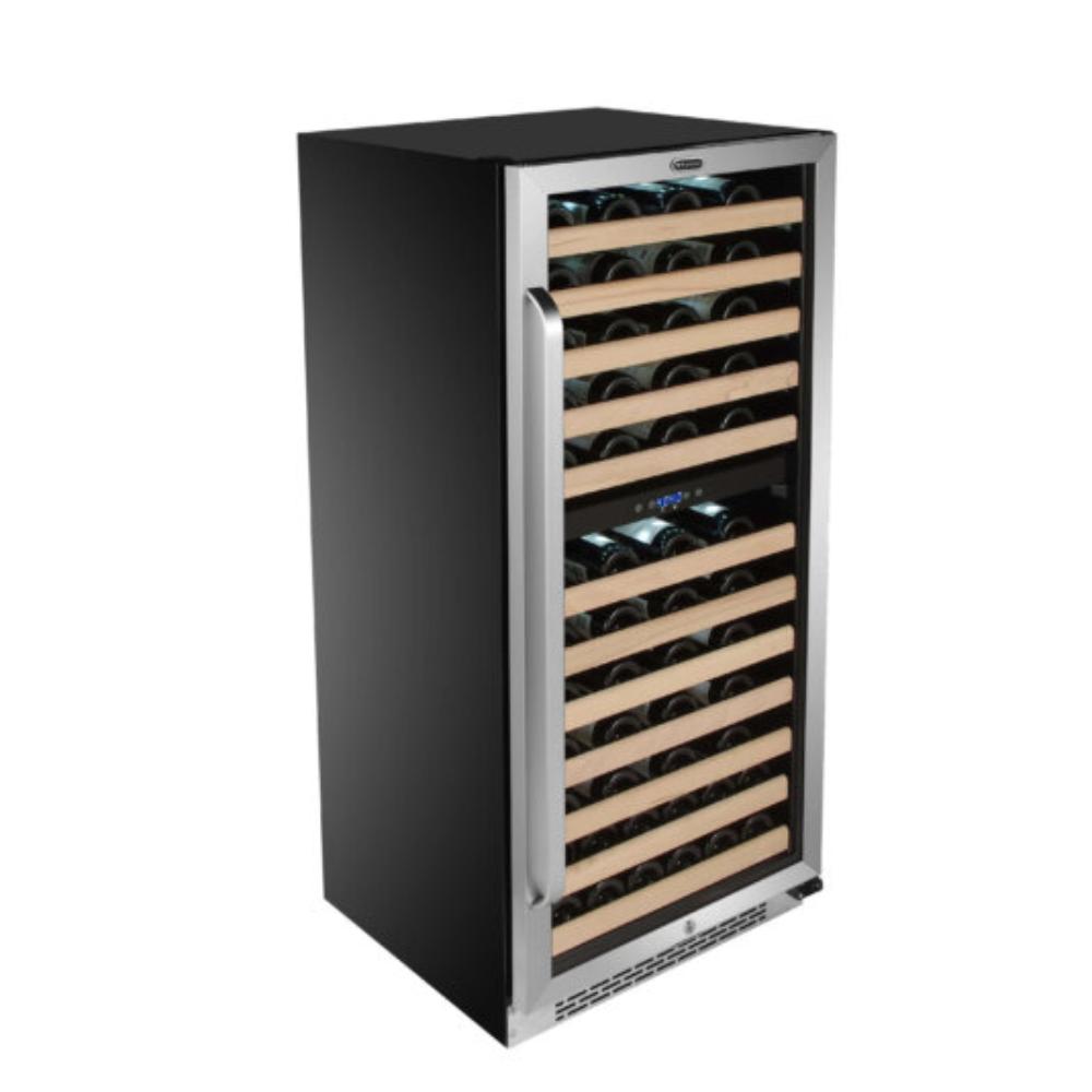 Premium wine cellar fridge with wooden shelves