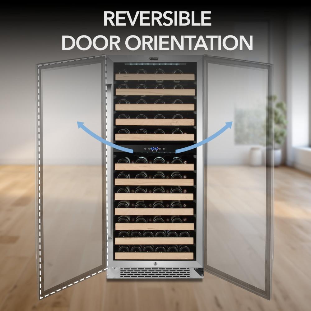 Whynter 24" 92-Bottle Built-in Dual Zone Stainless Steel  Wine Refrigerator with Display Rack