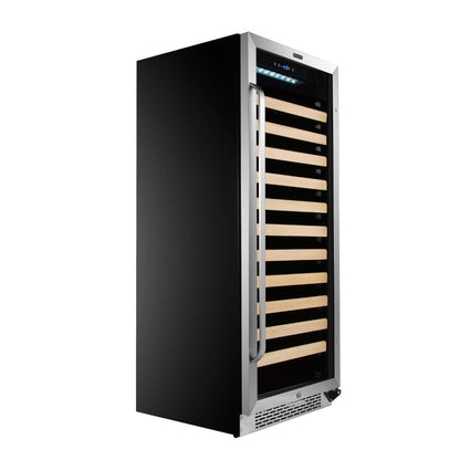 Large single zone wine refrigerator with wooden shelves