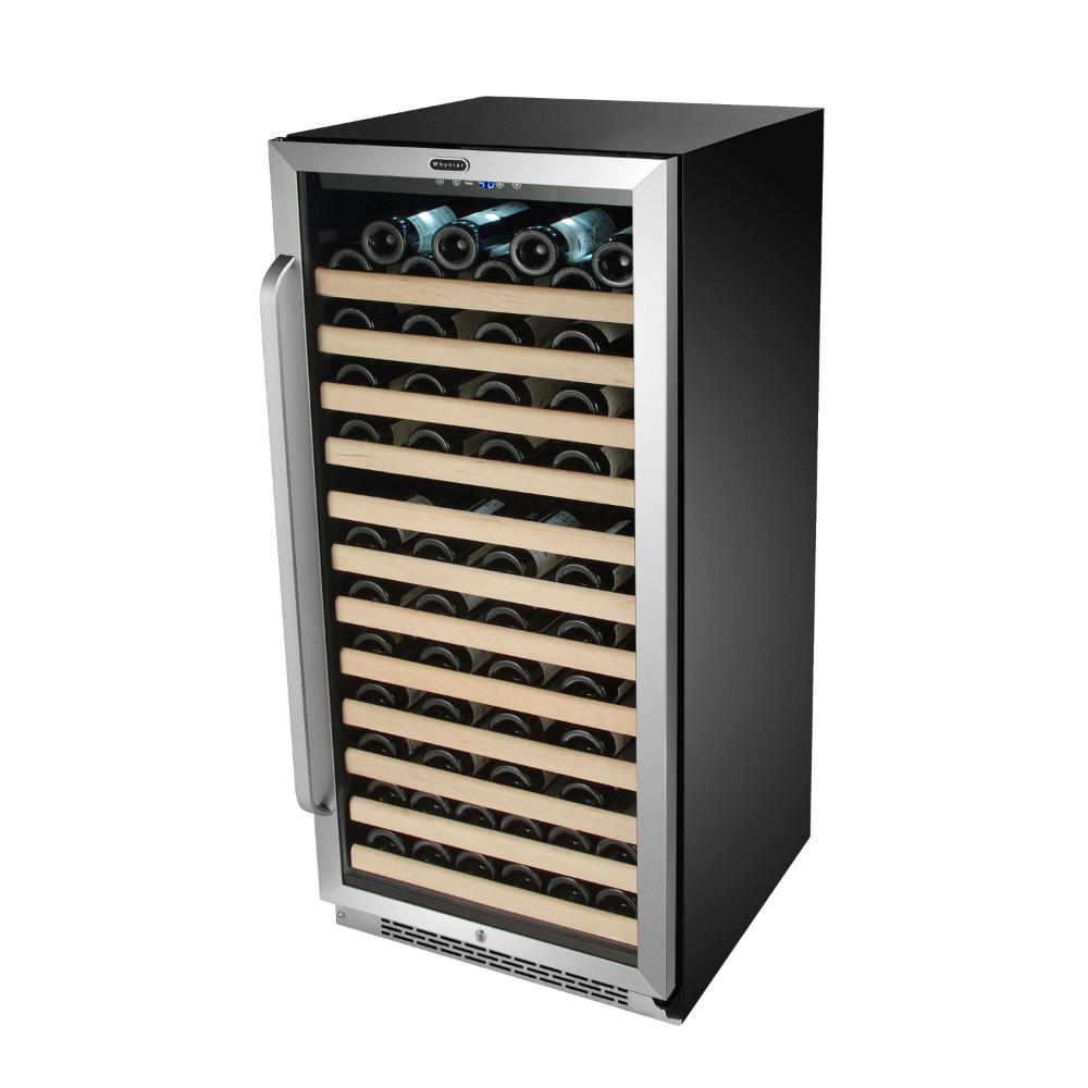 Built-in wine fridge with stainless steel handlebar