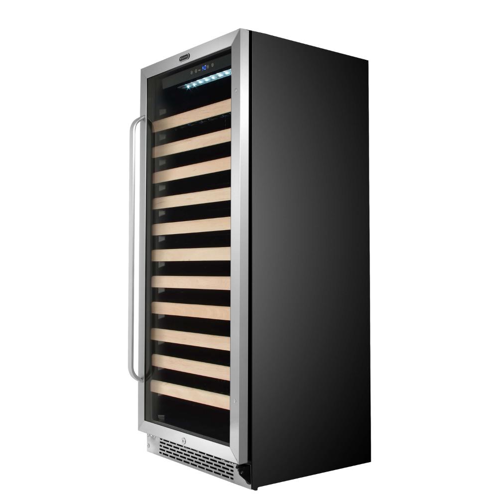 Wine cooler with display shelf and soft LED lighting