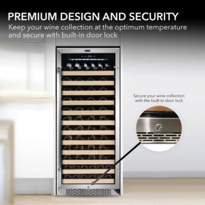 Whynter 24" 100-Bottle Single Zone Built-in Stainless Steel  Wine Refrigerator with Display Rack
