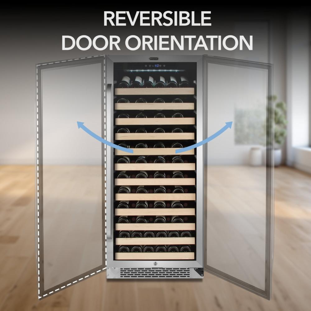 Whynter 24" 100-Bottle Single Zone Built-in Stainless Steel  Wine Refrigerator with Display Rack