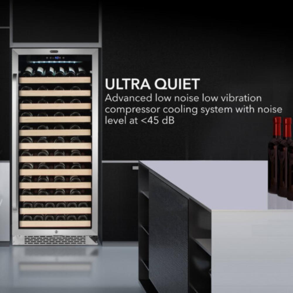 Whynter 24" 100-Bottle Single Zone Built-in Stainless Steel  Wine Refrigerator with Display Rack